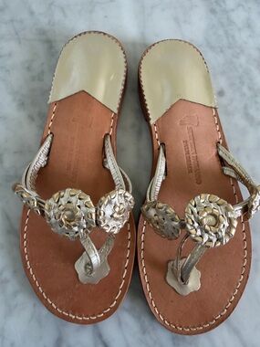 Metallic Gold Floral-Accent Women’s Sandals